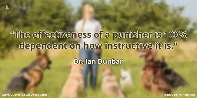 The effectiveness of a punisher is 100% dependent on how instructive it is - Dr. Ian Dunbar